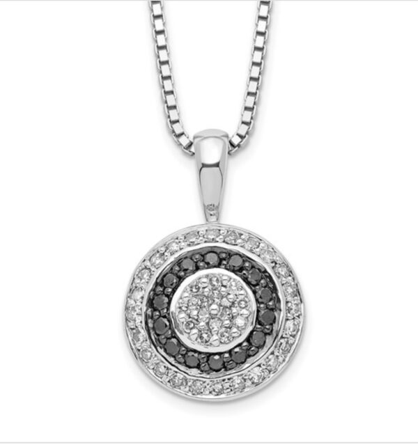 Black and White Diamond Circle Pendant
