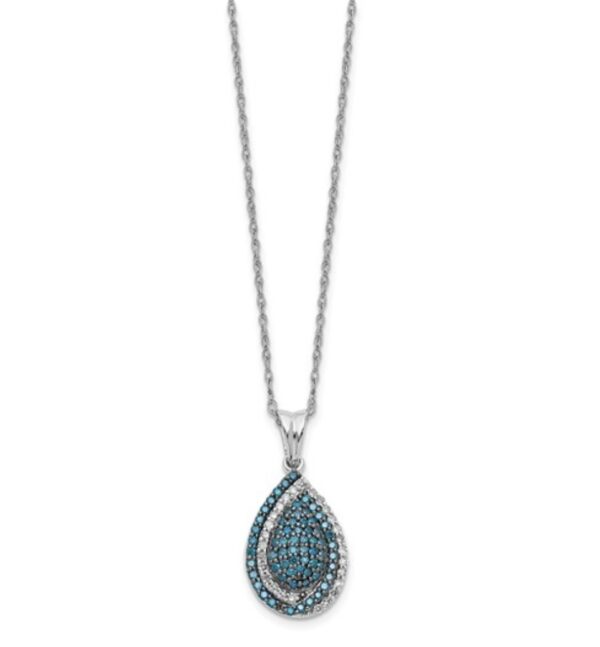 Blue and White Diamond Teardrop Necklace