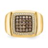 Champagne and White Diamond Mens Ring
