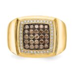 Champagne and White Diamond Mens Ring