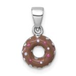 Sterling Silver Chocolate Donut Charm with Sprinkles