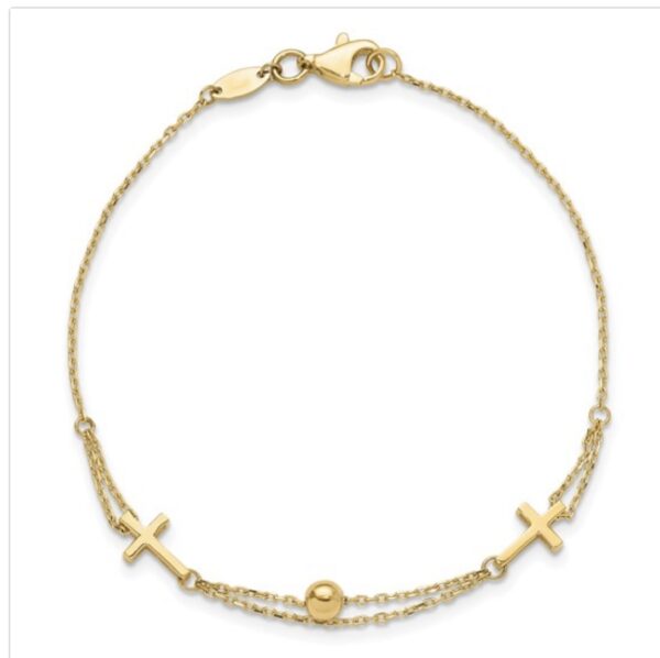 Gold Cross Bracelet Double Strand