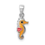 Sterling Silver Orange Seahorse Charm