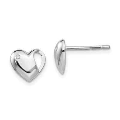 Silver Heart Earrings with Accent Diamonds