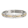 Steel and Diamond Mens Bracelet with Basket Weave Pattern