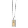 Steel Basket Weave Gold and Diamond Accent Necklace