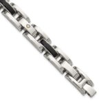 Steel Mens Bracelet with Onyx and Diamonds